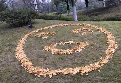 叶太美！重庆理工大学的清洁工太有才把落叶玩出新高度