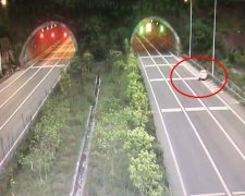 男子在高速路倒车行驶数百米后 抬开隔离墩掉头