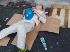 连夜抢修电路  电网工作人员在超40℃的街头倒地就睡