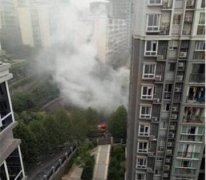 出租车行驶途中自燃秒变“火车” 现场浓烟滚滚