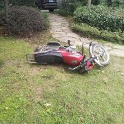 绿化带里躺“僵尸”摩托车 怕摊责任无人敢碰