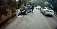 小车弯道超车 祸害其他车辆撞大树